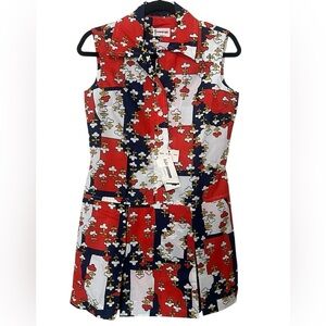 County Miss NWT 70’s deadstock mini dress romper red yellow blue psychedelic